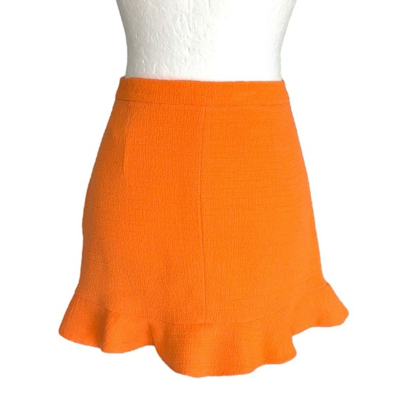 Zara Orange Textured Tweed Ruffle Mini Skirt - S - Picture 8 of 14